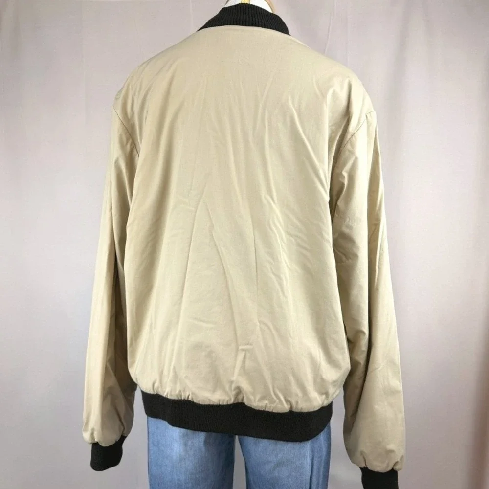 Vintage IZOD LACOSTE Mens (L) Jacket Beige Brown Lined Grandpa Dad Normcore Gorp